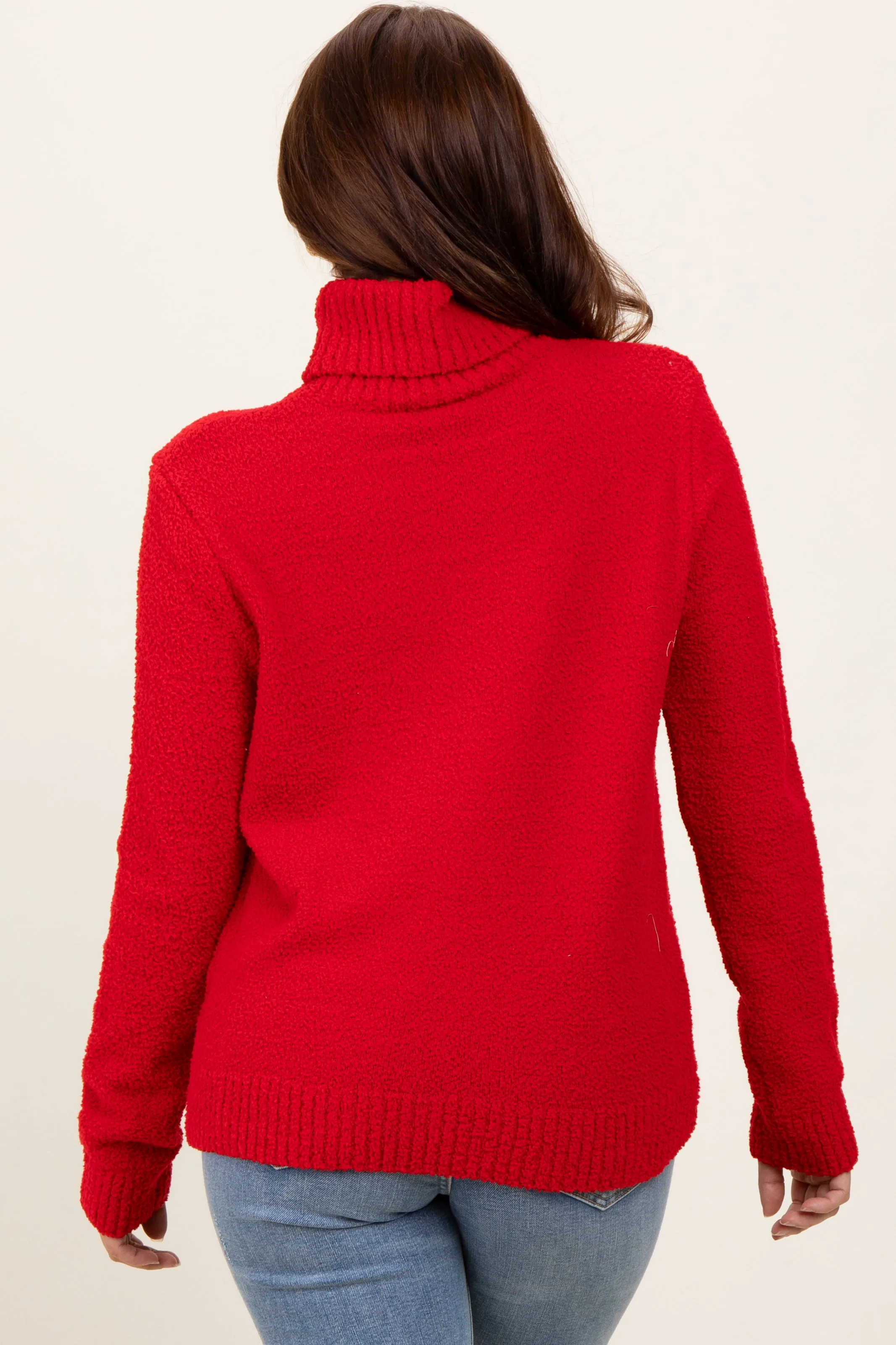 Red Turtleneck Chenille Knit Sweater sold by Pinkblush product image thumbnail 4