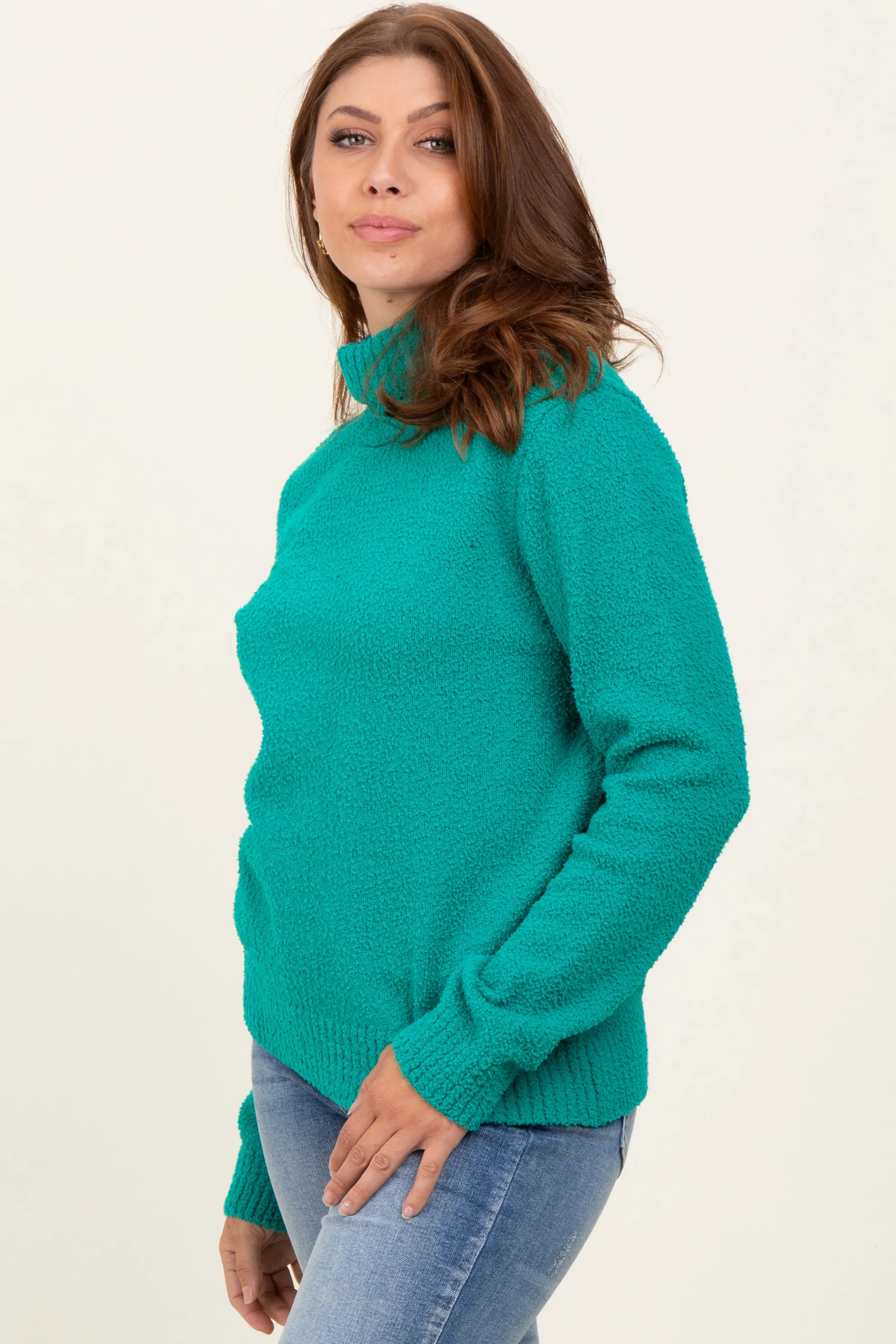 Green Turtleneck Chenille Knit Sweater sold by Pinkblush product image thumbnail 3