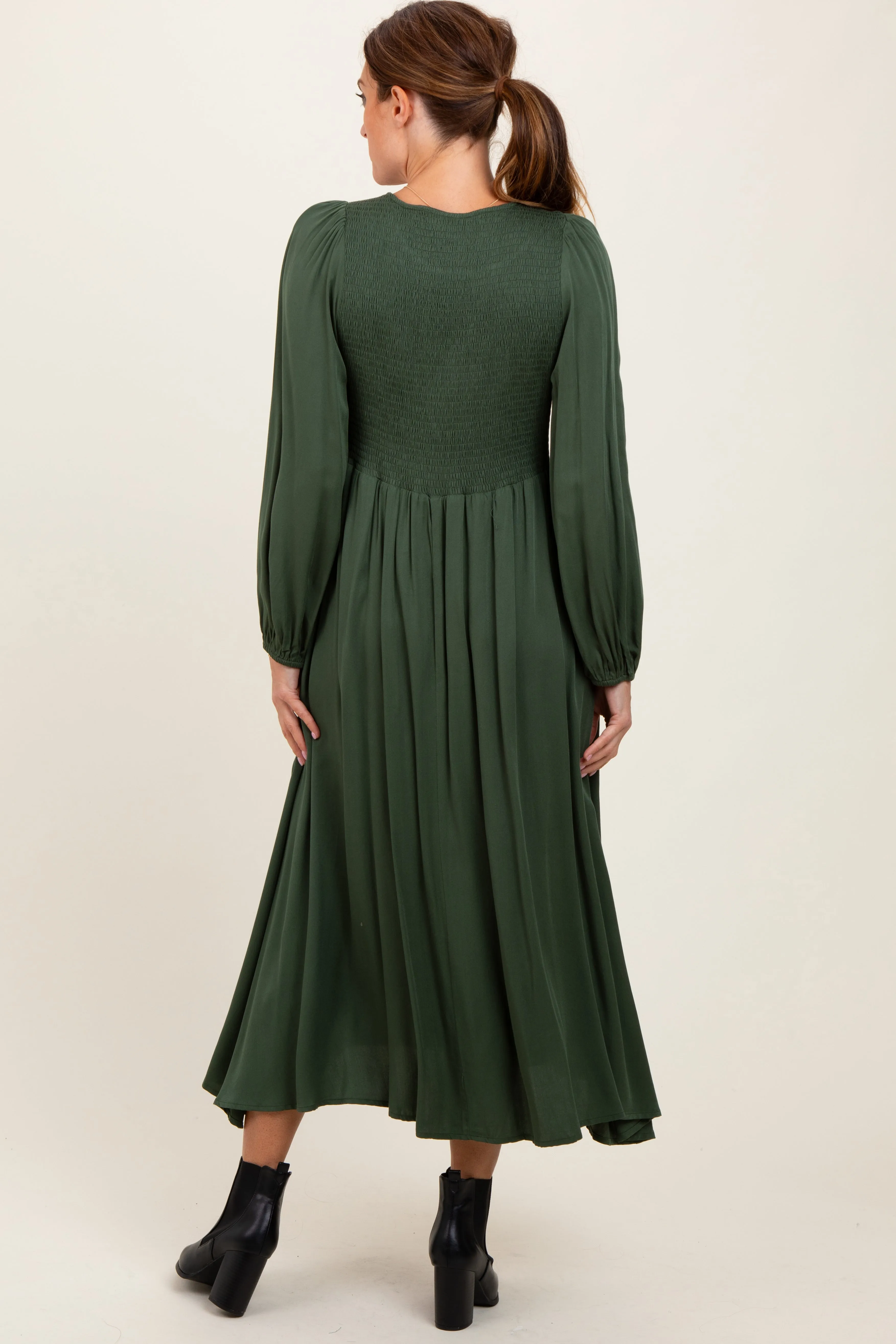 Forest Green Contrast Knit Bodice Maxi Dress sold by Pinkblush product image thumbnail 4