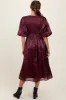 Burgundy Satin Floral Smocked Midi Dress sold by Pinkblush