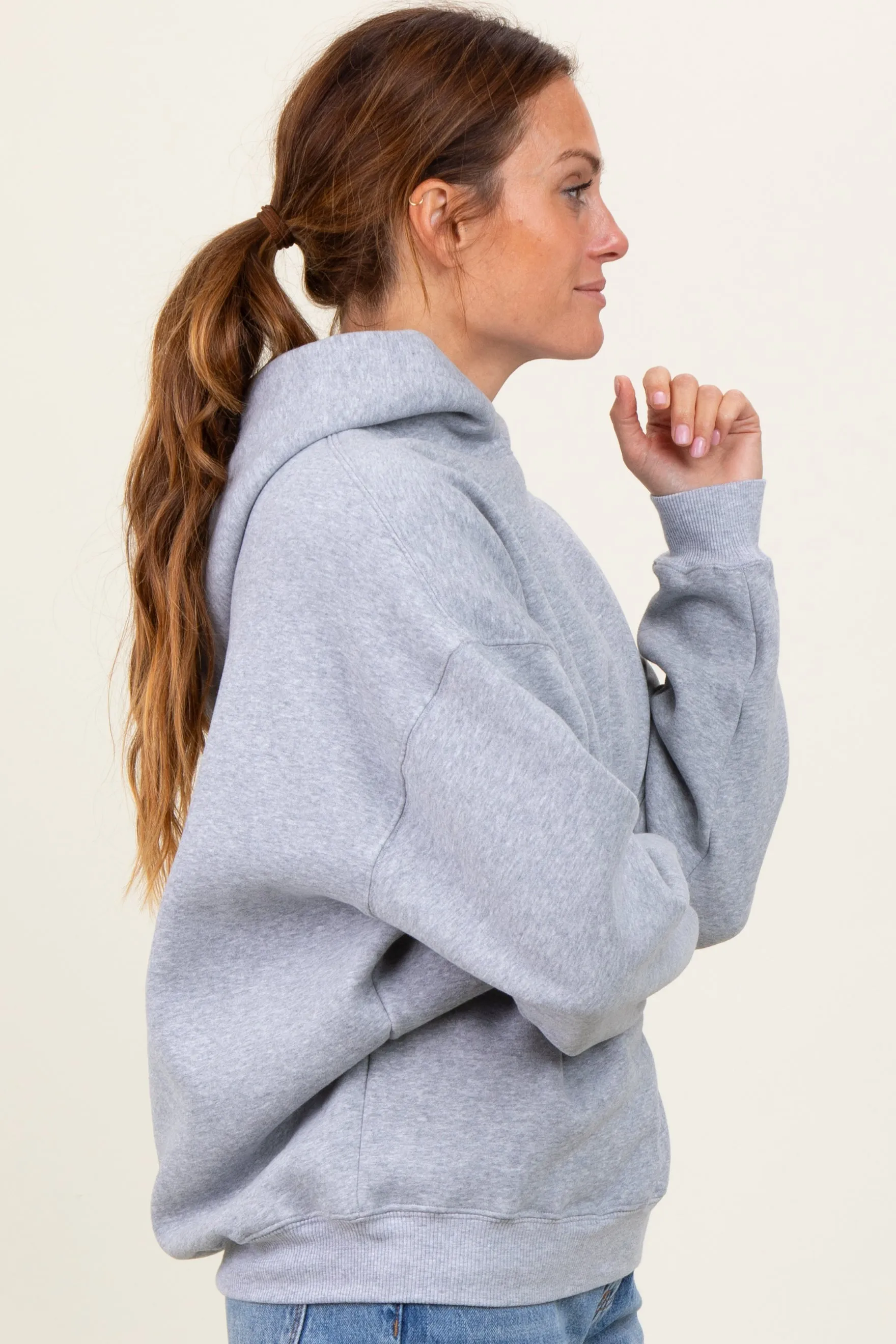 Heather Grey Fleece Oversized Pullover Hoodie sold by Pinkblush product image thumbnail 2