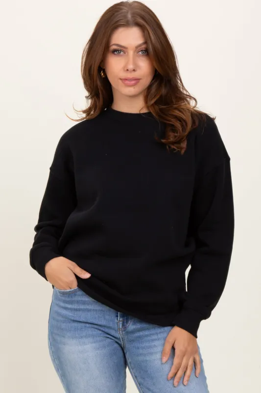 Black Fleece Crew Neck Relaxed Fit Sweatshirt sold by Pinkblush