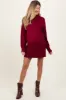 Burgundy Turtle Neck Maternity Mini Sweater Dress sold by Pinkblush