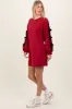 Red Bow Detail Long Sleeve Sweatshirt Mini Dress sold by Pinkblush