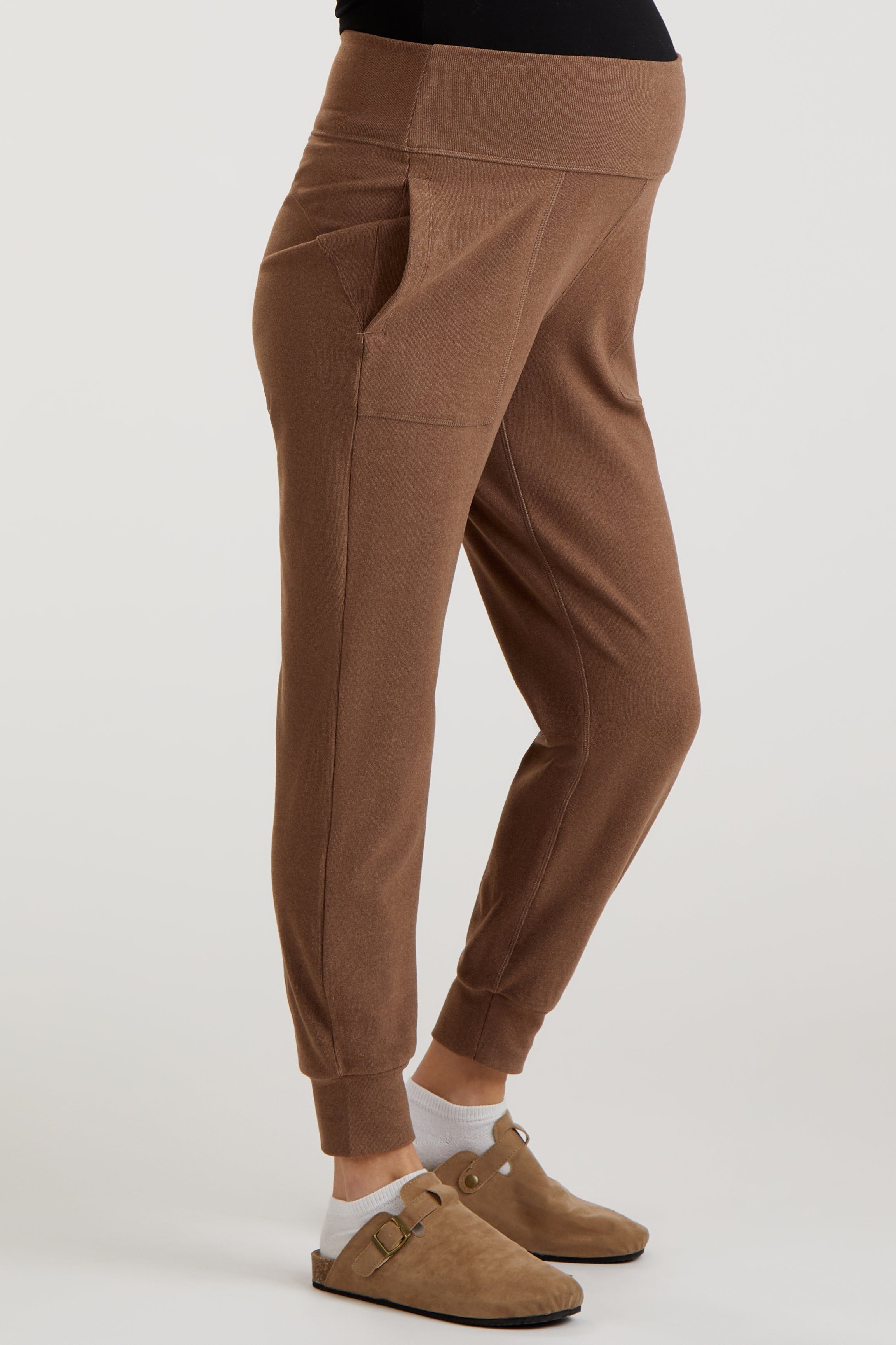 Brown Soft Knit Maternity Joggers sold by Pinkblush product image thumbnail 4