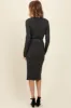 Charcoal Ribbed Sash Tie Midi Sweater Dress sold by Pinkblush