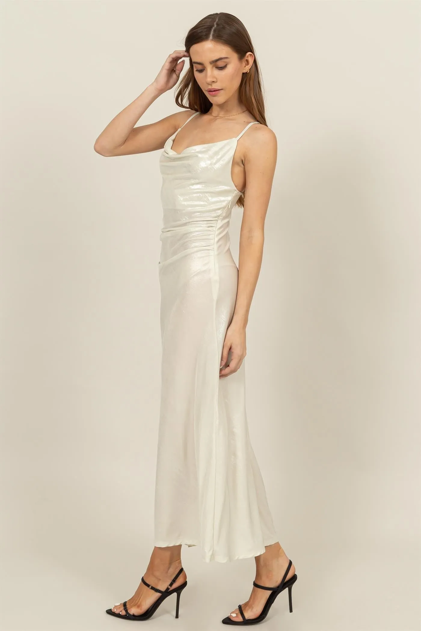 Warm Silver Metallic Knit Slip Dress sold by Pinkblush product image thumbnail 2