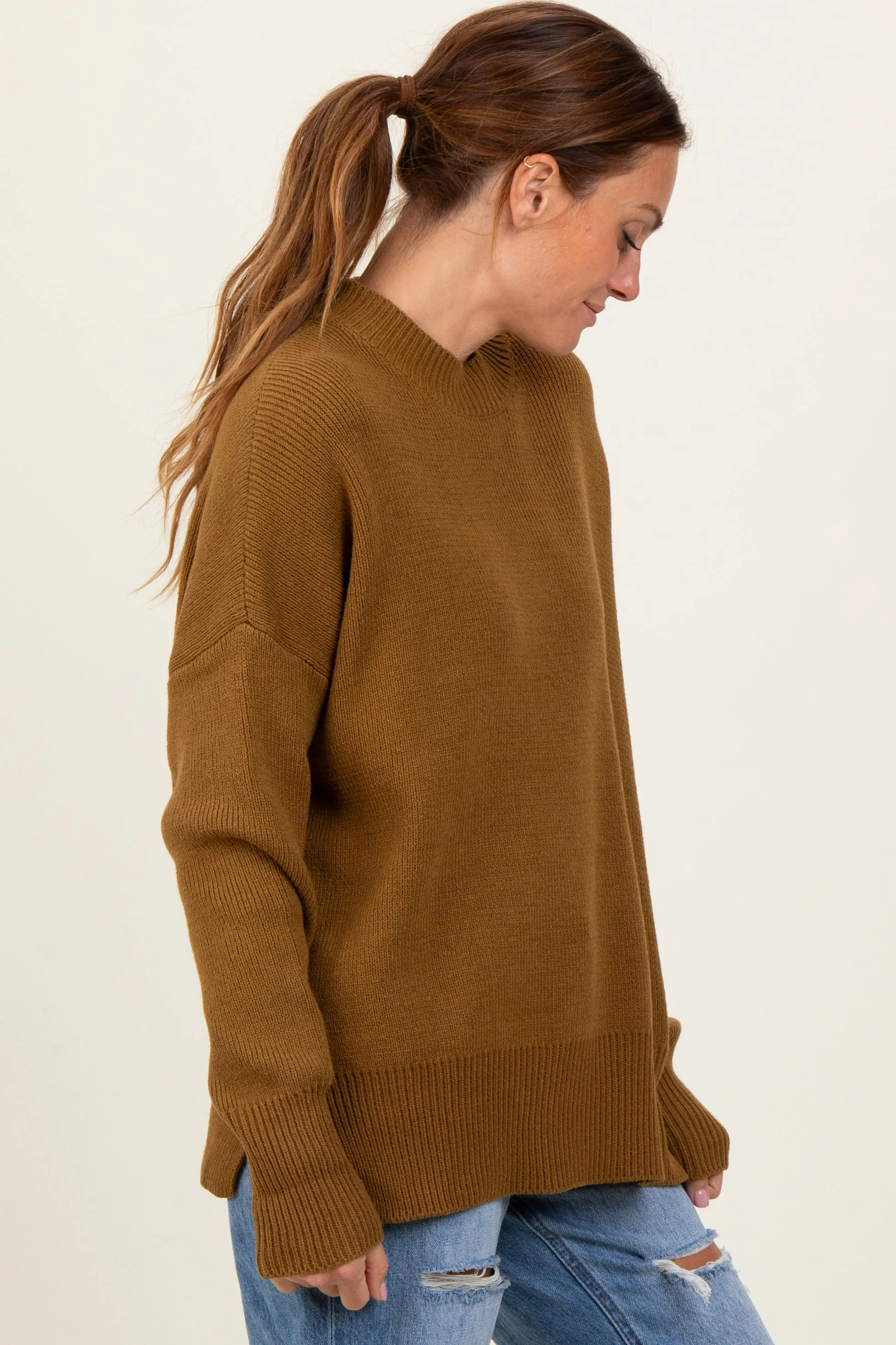 Olive Mock Neck Basic Sweater sold by Pinkblush product image thumbnail 2