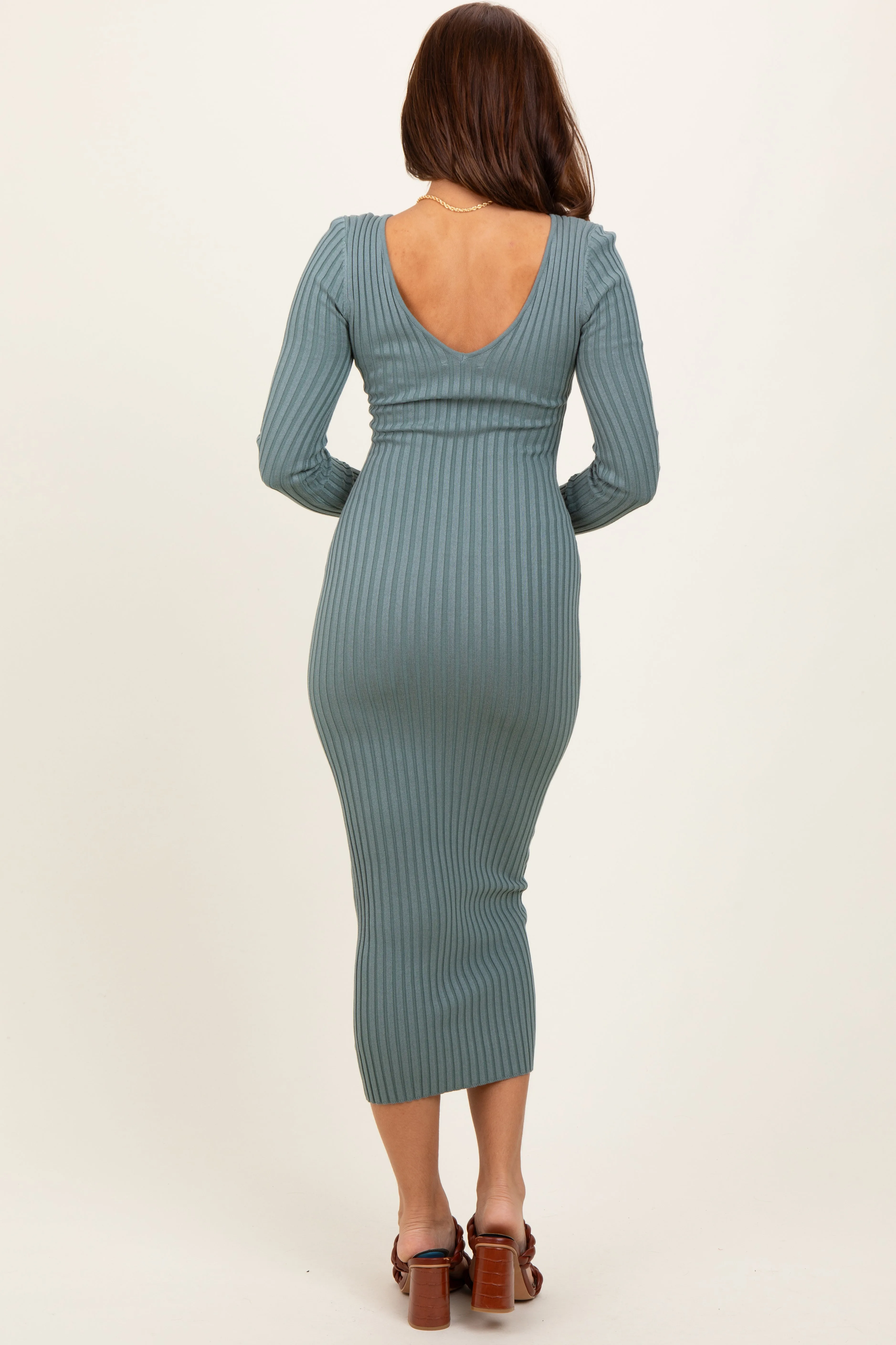 Jade V-Neck Long Sleeve Fitted Maxi Dress sold by Pinkblush product image thumbnail 3