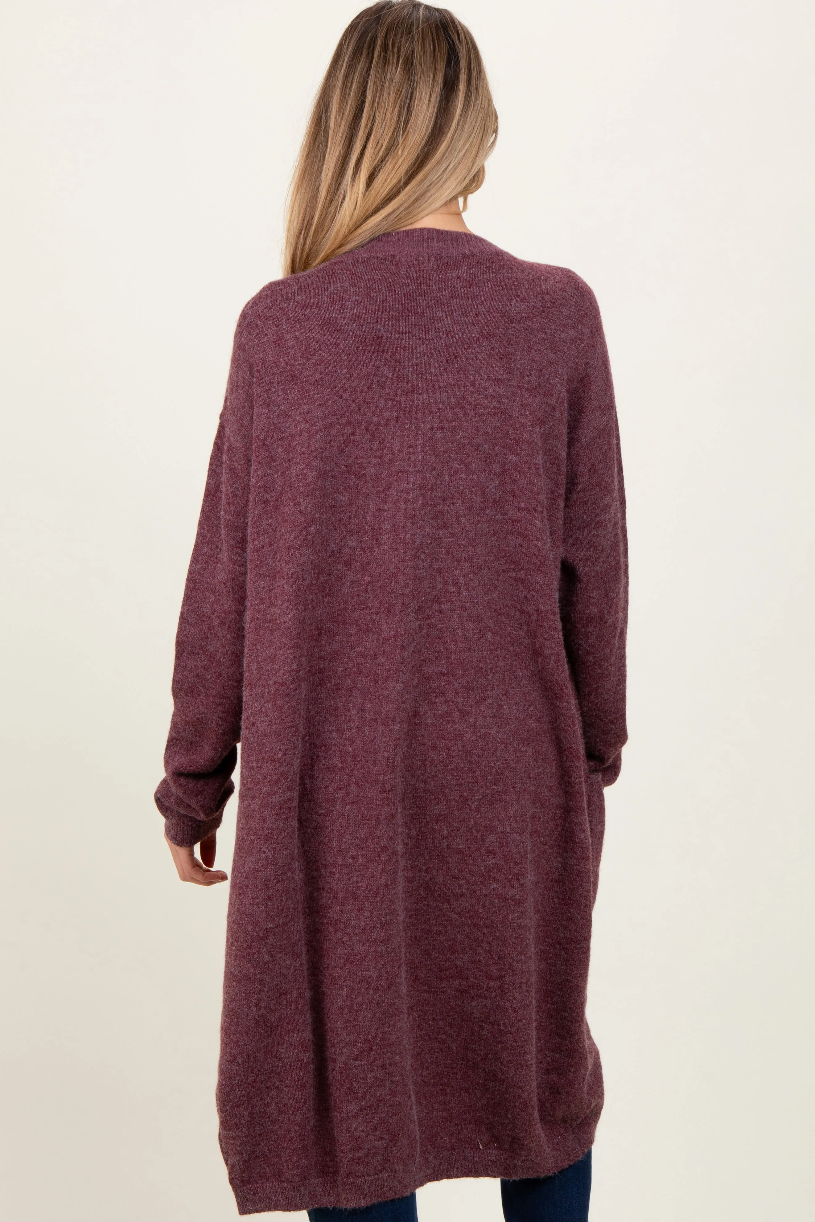 Plum Button Down V-Neck Long Maternity Cardigan sold by Pinkblush product image thumbnail 4