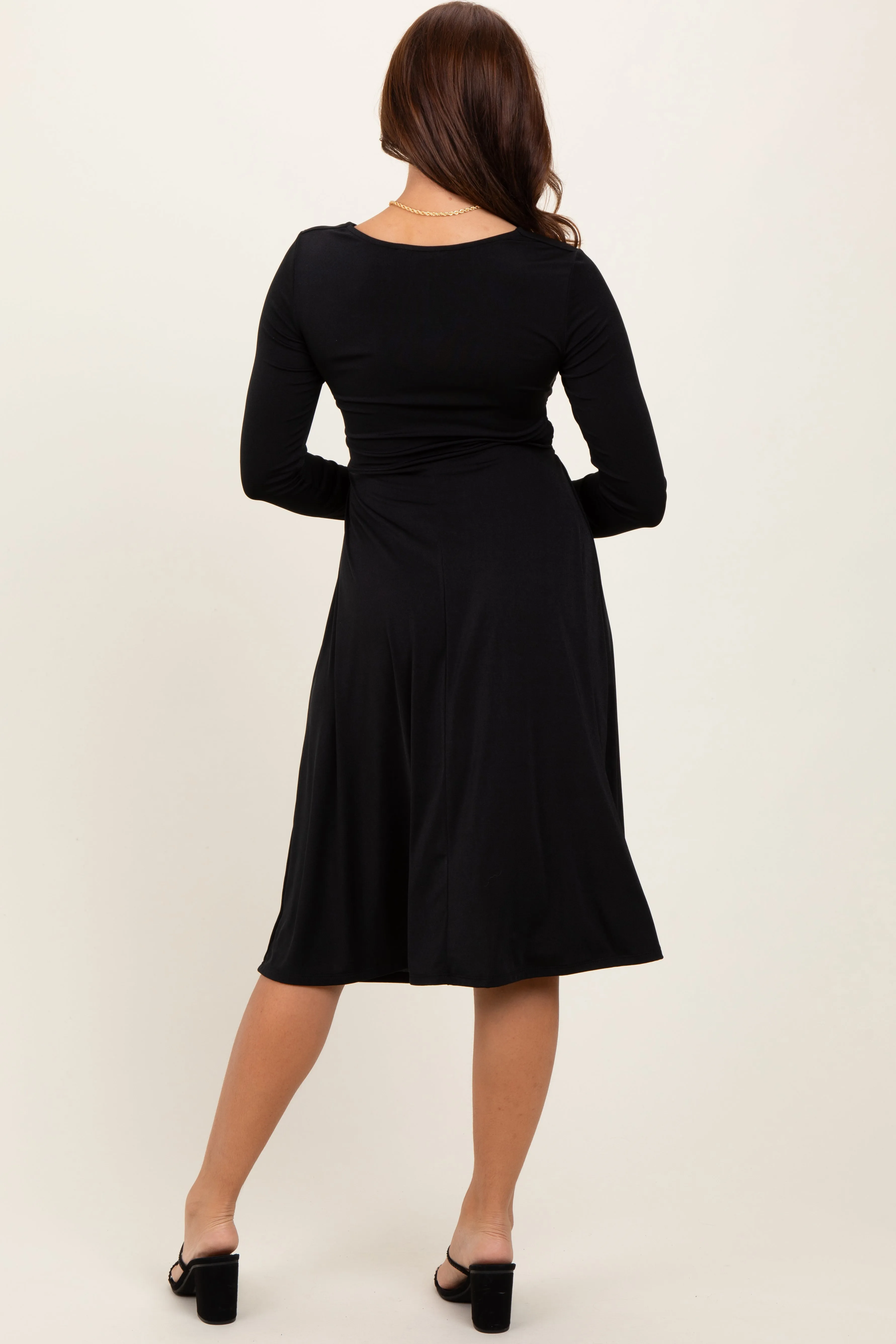 Black Crossover V-Neckline Long Sleeve Nursing Dress sold by Pinkblush product image thumbnail 2