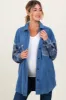 Blue Plaid Contrast Fleece Maternity Shacket sold by Pinkblush