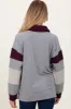 Charcoal Grey Colorblock Stripe Collared Maternity Pullover sold by Pinkblush
