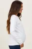 White Raglan Long Sleeve Maternity Top sold by Pinkblush