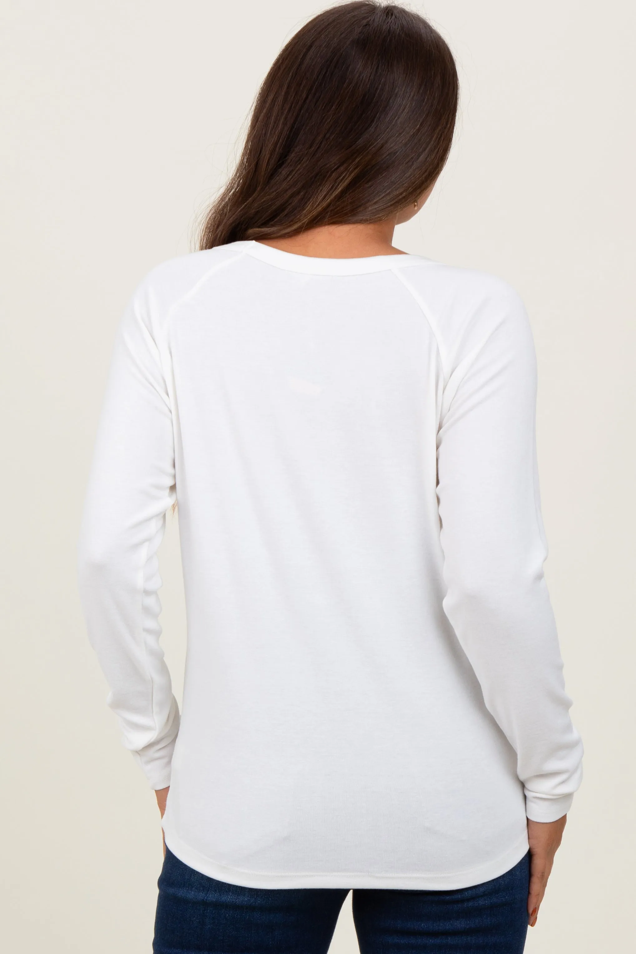 White Raglan Long Sleeve Maternity Top sold by Pinkblush product image thumbnail 3