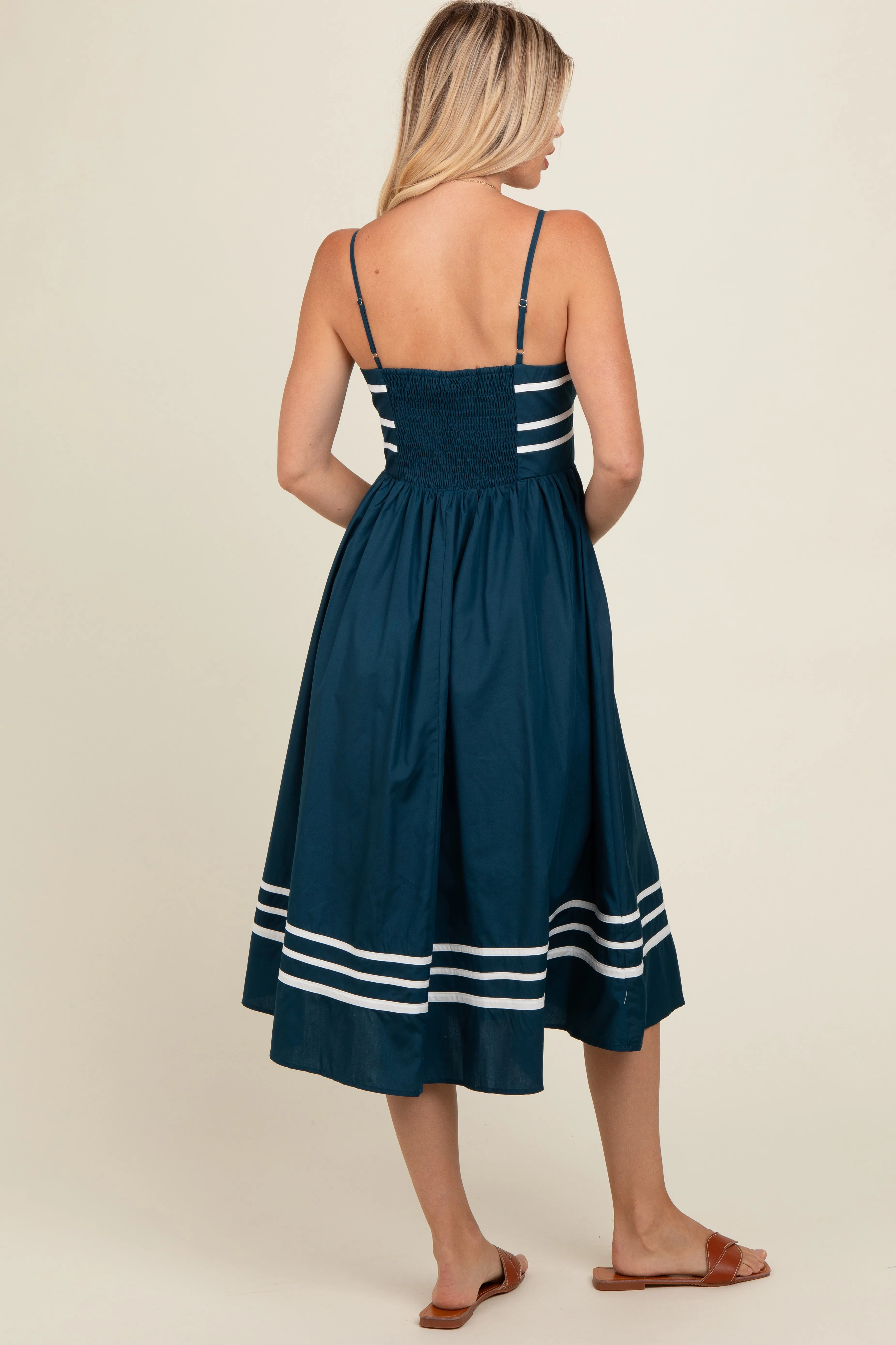 Navy Stripe Accent Midi Dress sold by Pinkblush product image thumbnail 3