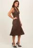 Brown Textured V-Neck Midi Dress sold by Pinkblush