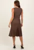 Brown Textured V-Neck Midi Dress sold by Pinkblush