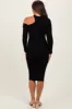 Black Mock Neck Cutout Maternity Fitted Midi Dress sold by Pinkblush