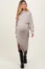Beige Ribbed Knit Asymmetric Top Midi Skirt Maternity Set sold by Pinkblush