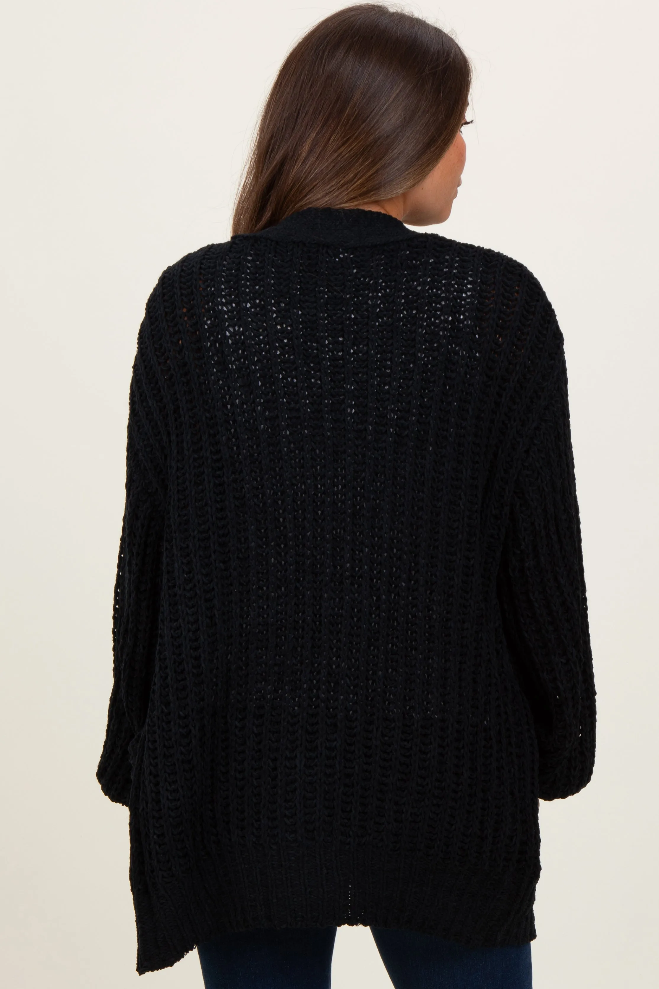 Black Chunky Knit Oversized Maternity Pocket Cardigan sold by Pinkblush product image thumbnail 3