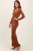 Mocha Basic Square Neck Long Sleeve Maxi Dress sold by Pinkblush