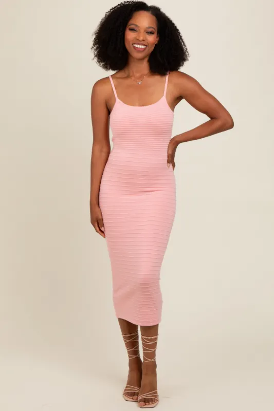 Pink Fitted Spaghetti Strap Midi Dress sold by Pinkblush