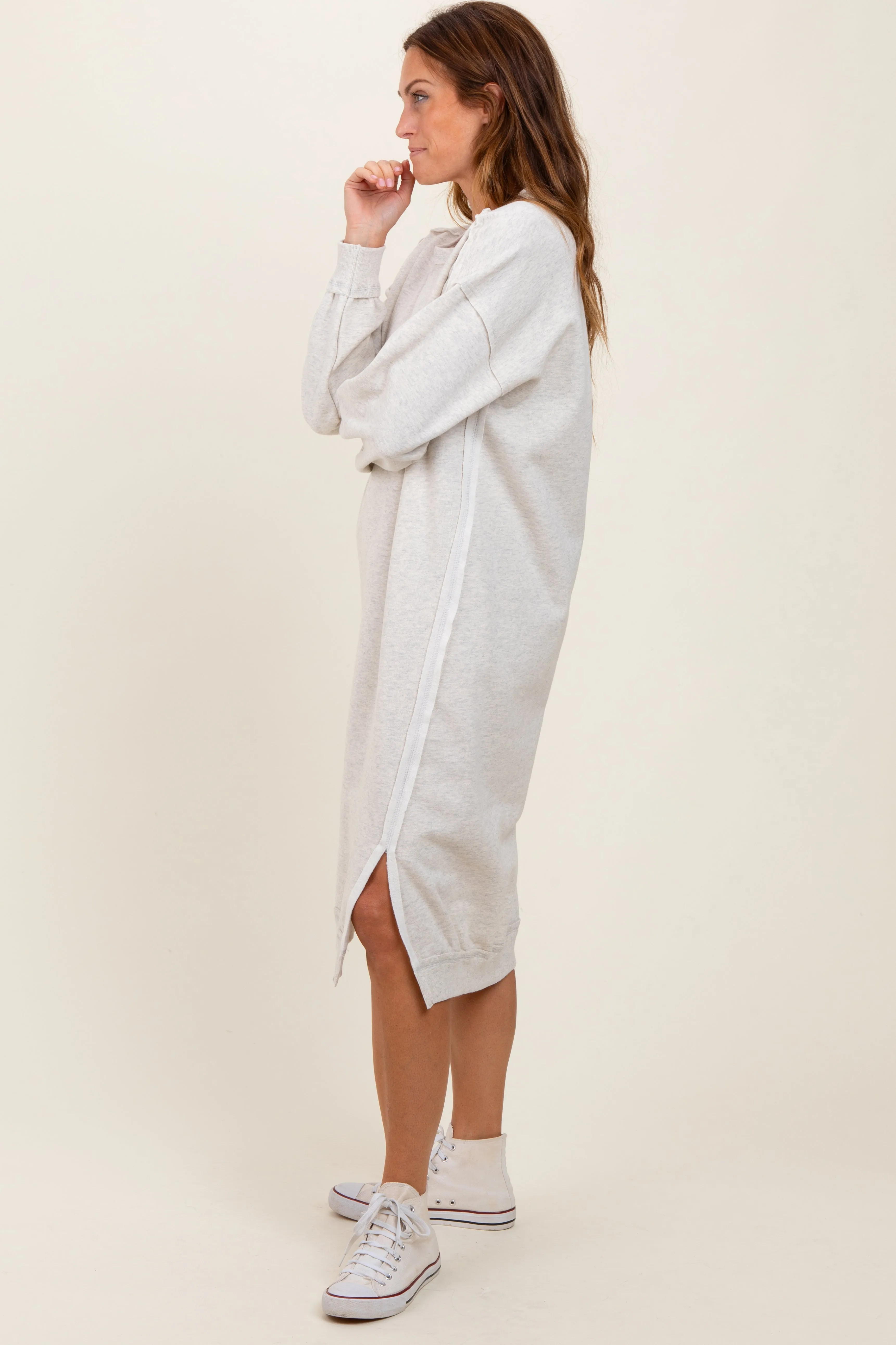 Heather Beige Sweatshirt Midi Dress sold by Pinkblush product image thumbnail 3