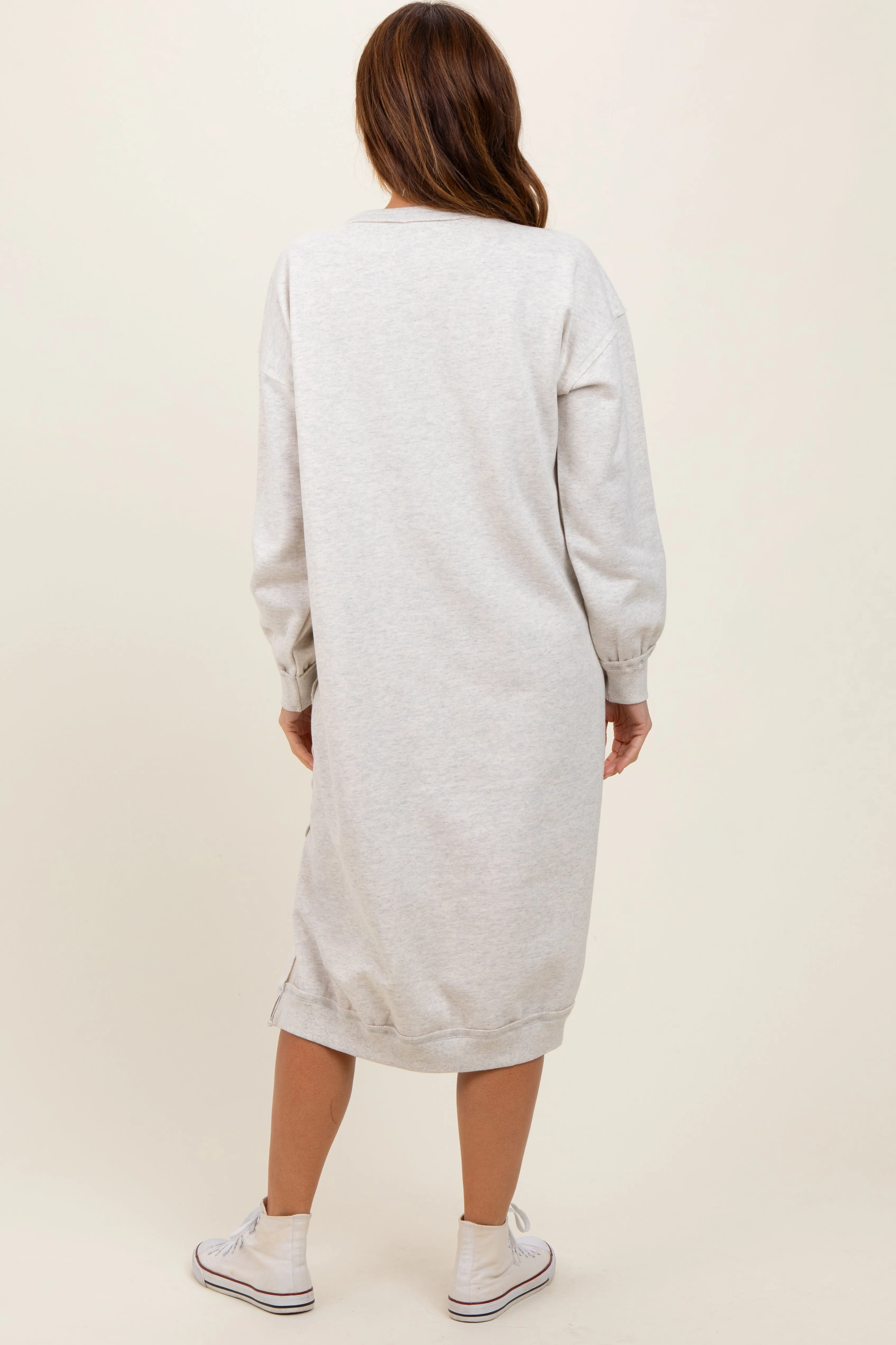 Heather Beige Sweatshirt Midi Dress sold by Pinkblush product image thumbnail 4