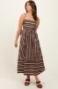 Brown Striped Back Cutout Dress sold by Pinkblush