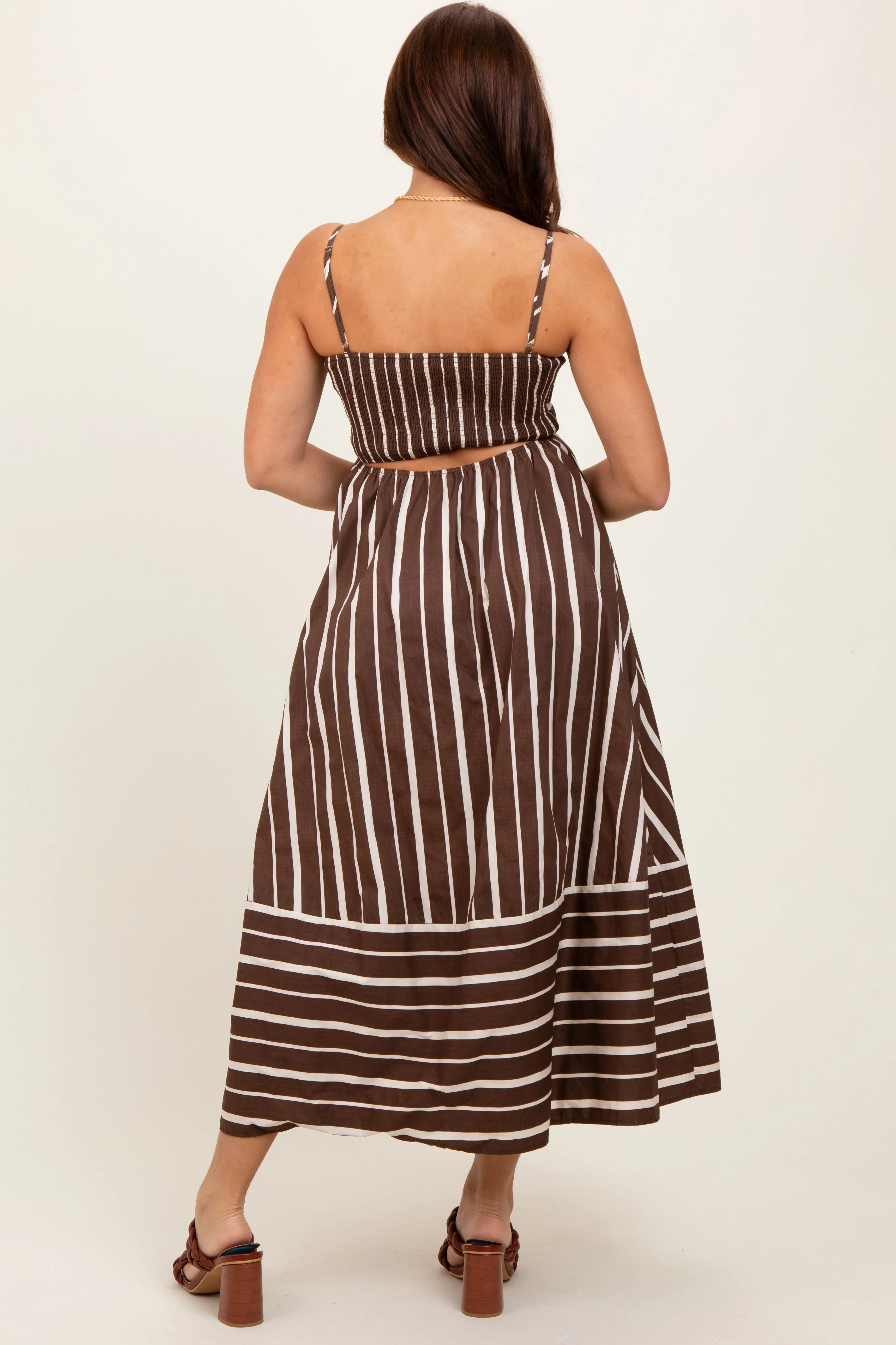 Brown Striped Back Cutout Dress sold by Pinkblush product image thumbnail 5