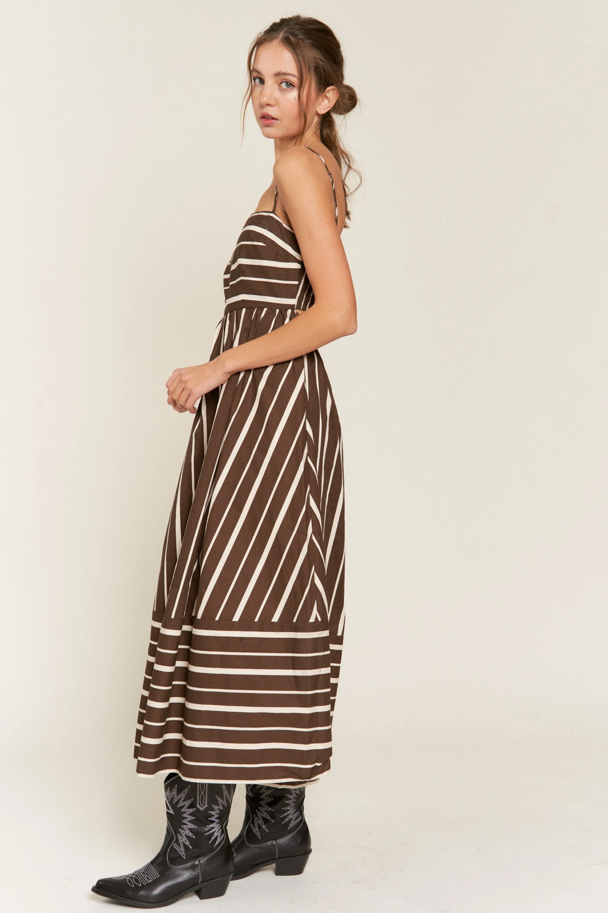 Brown Striped Back Cutout Dress sold by Pinkblush product image thumbnail 2