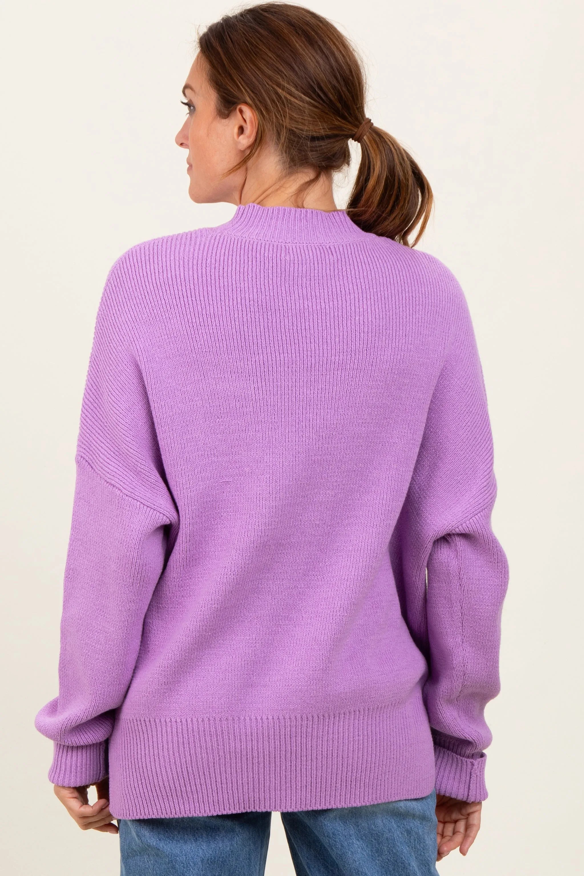 Lavender Mock Neck Basic Sweater sold by Pinkblush product image thumbnail 4