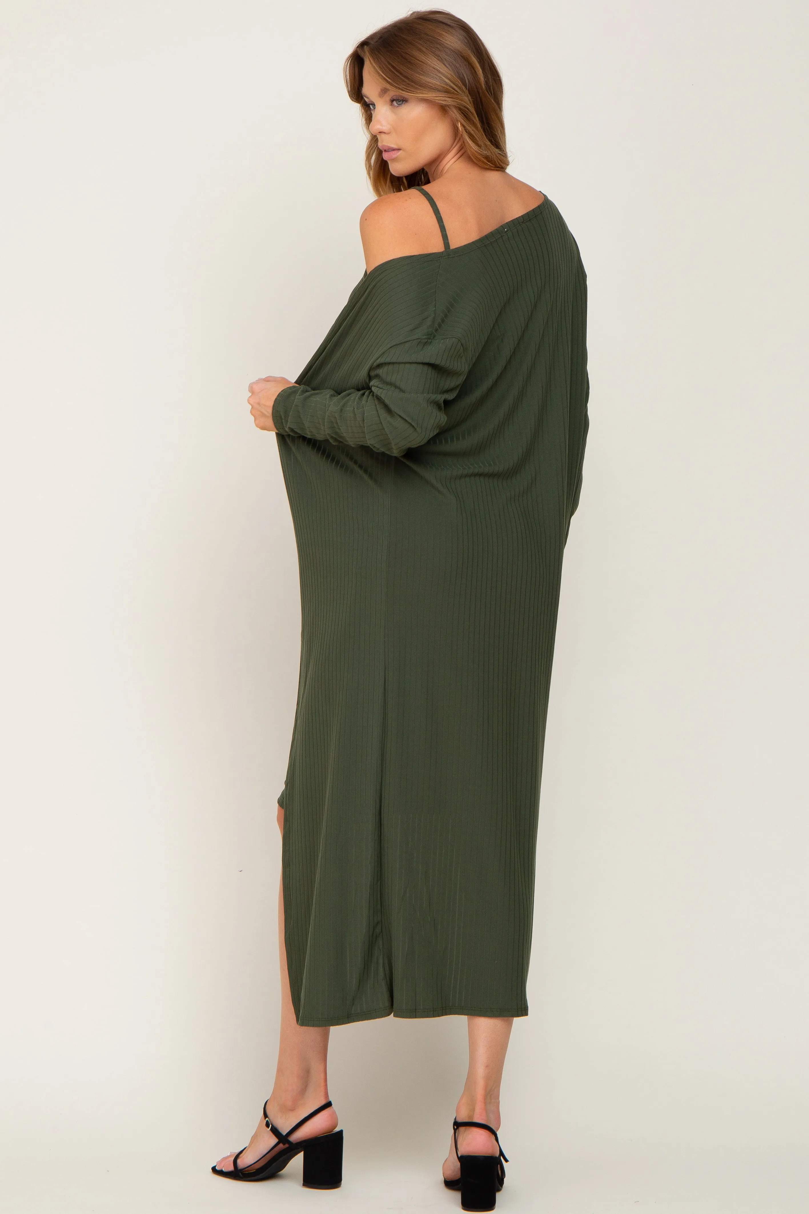 Olive Ribbed Cardigan 2 Piece Set sold by Pinkblush product image thumbnail 3