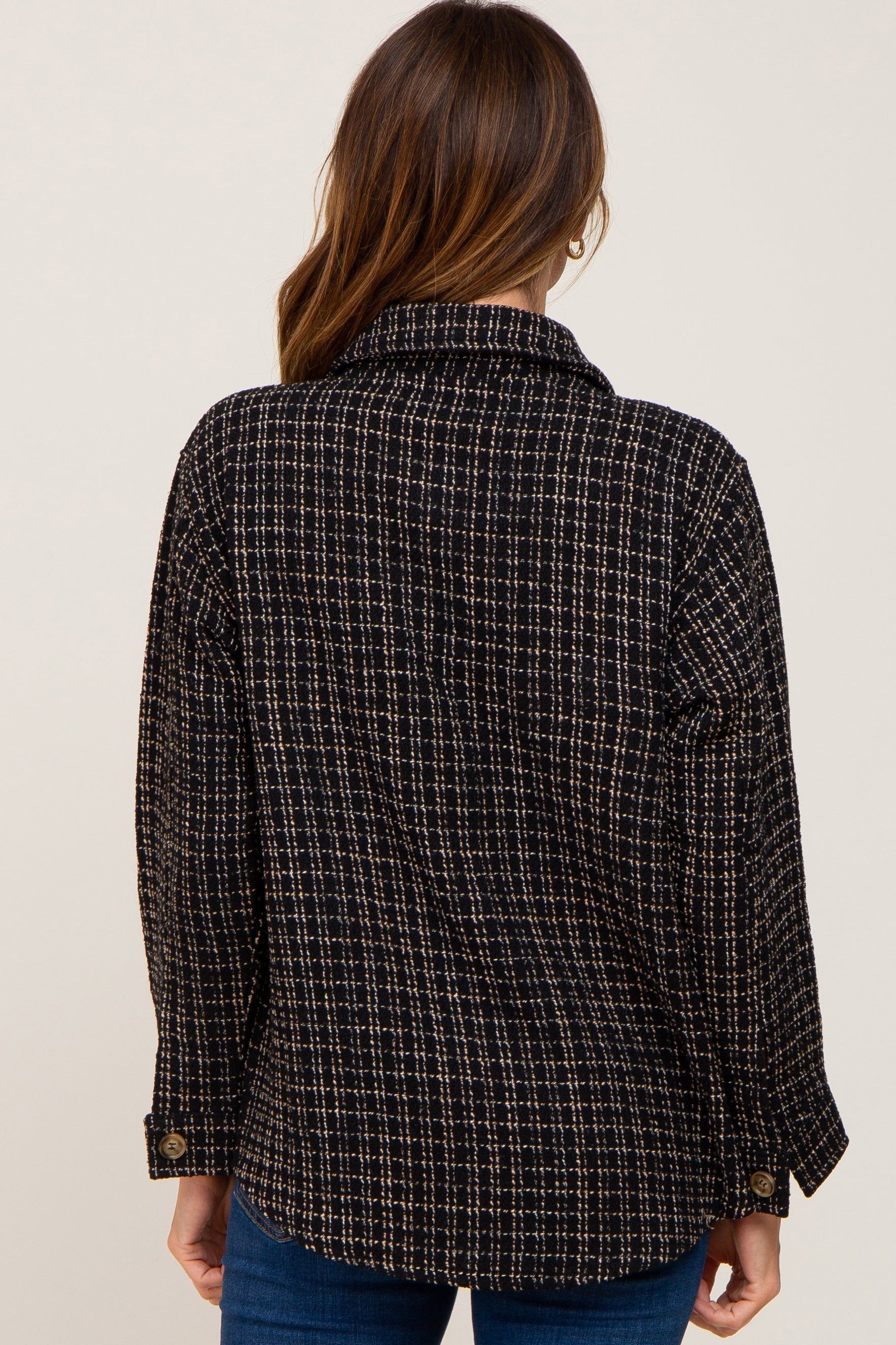 Black Tweed Front Pocket Shacket sold by Pinkblush product image thumbnail 3