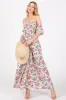 Cream Floral Off Shoulder Dress sold by Pinkblush