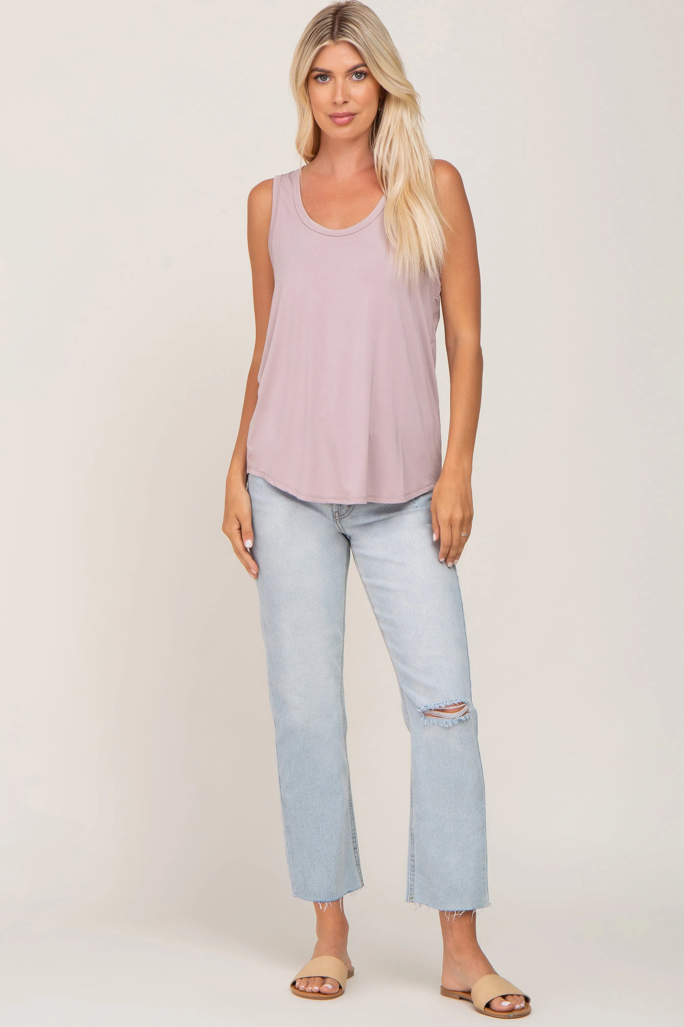 Mauve Black Scoop Neck Tank Top sold by Pinkblush product image thumbnail 4