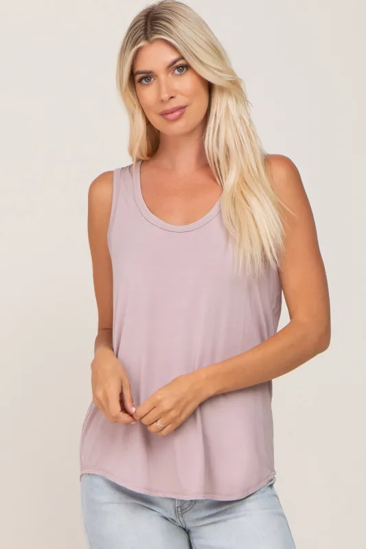 Mauve Black Scoop Neck Tank Top sold by Pinkblush