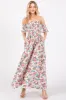 Cream Floral Off Shoulder Dress sold by Pinkblush