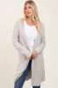 Cream Contrast Rib Long Open Cardigan sold by Pinkblush