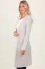 Cream Contrast Rib Long Open Cardigan sold by Pinkblush