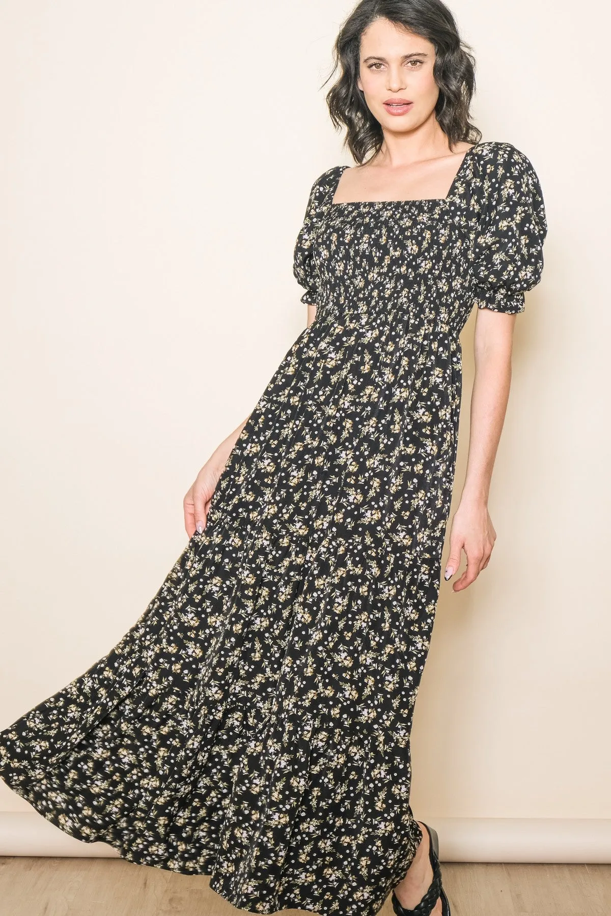 Black Floral Midi Dress sold by Pinkblush product image thumbnail 3