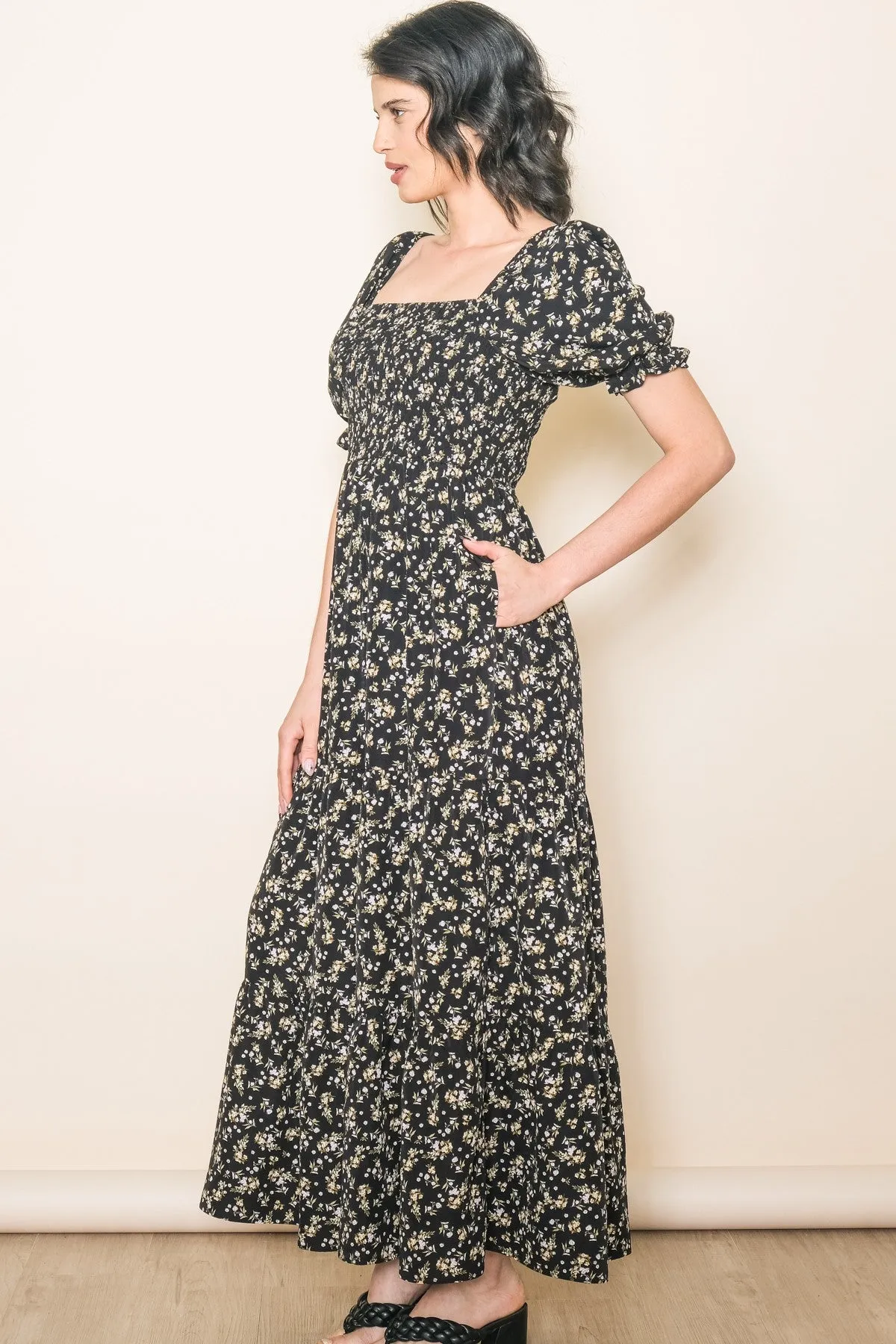 Black Floral Midi Dress sold by Pinkblush product image thumbnail 2