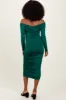 Green Off Shoulder Ruched Long Sleeve Midi Dress sold by Pinkblush