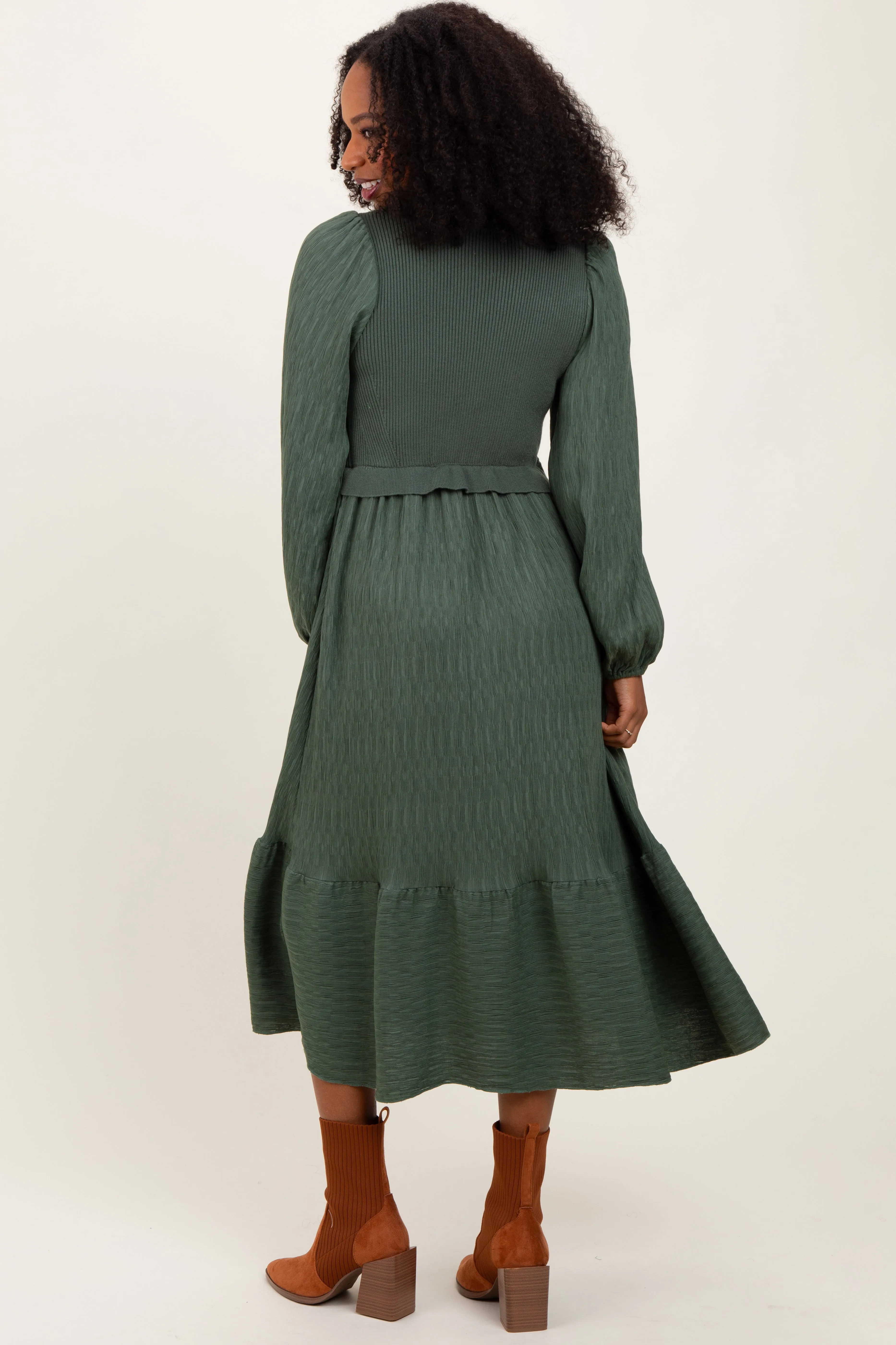Forest Green Contrast Sweater Top Maxi Dress sold by Pinkblush product image thumbnail 3