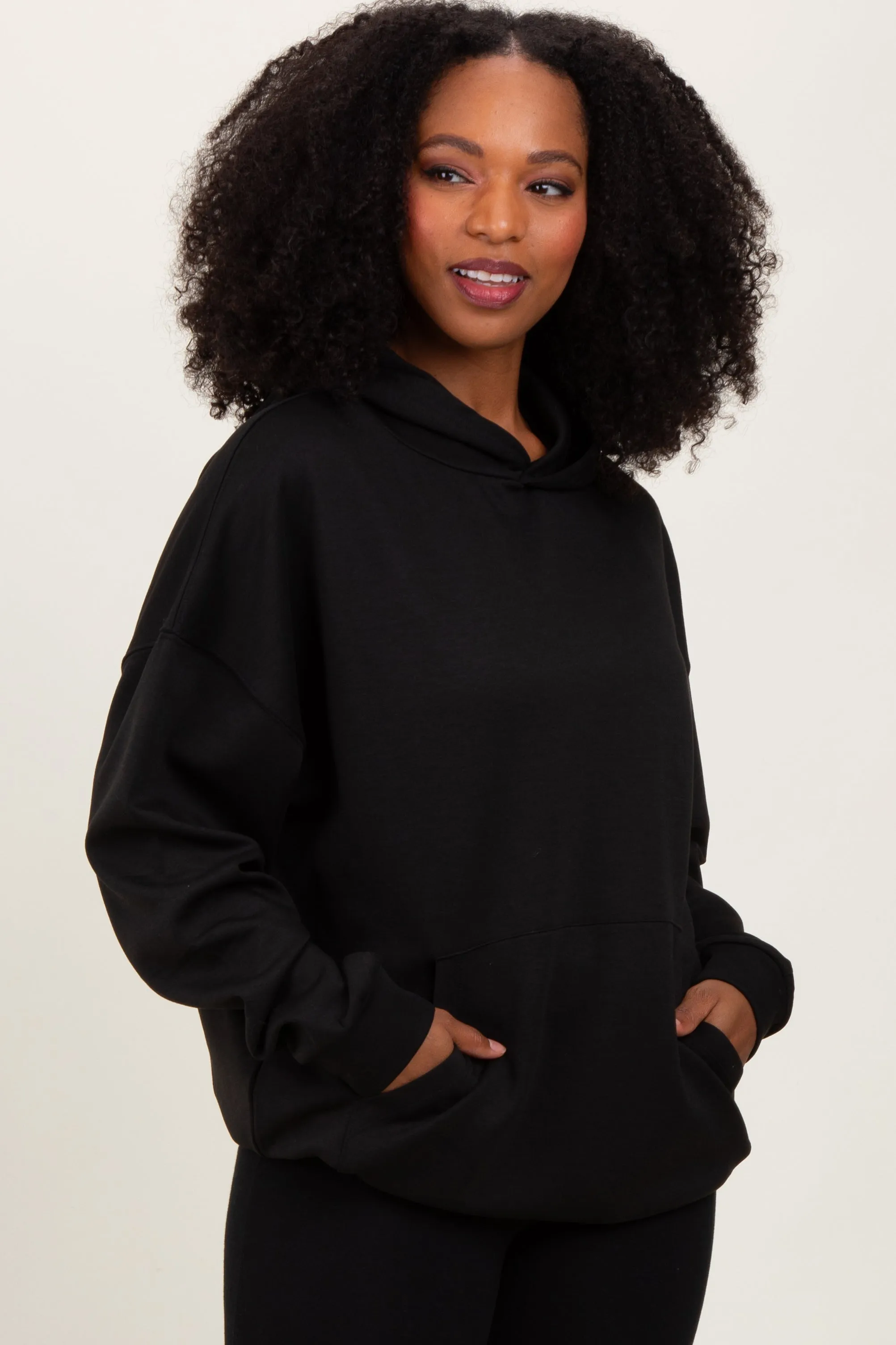 Black Basic Hoodie Sweatshirt sold by Pinkblush product image thumbnail 2