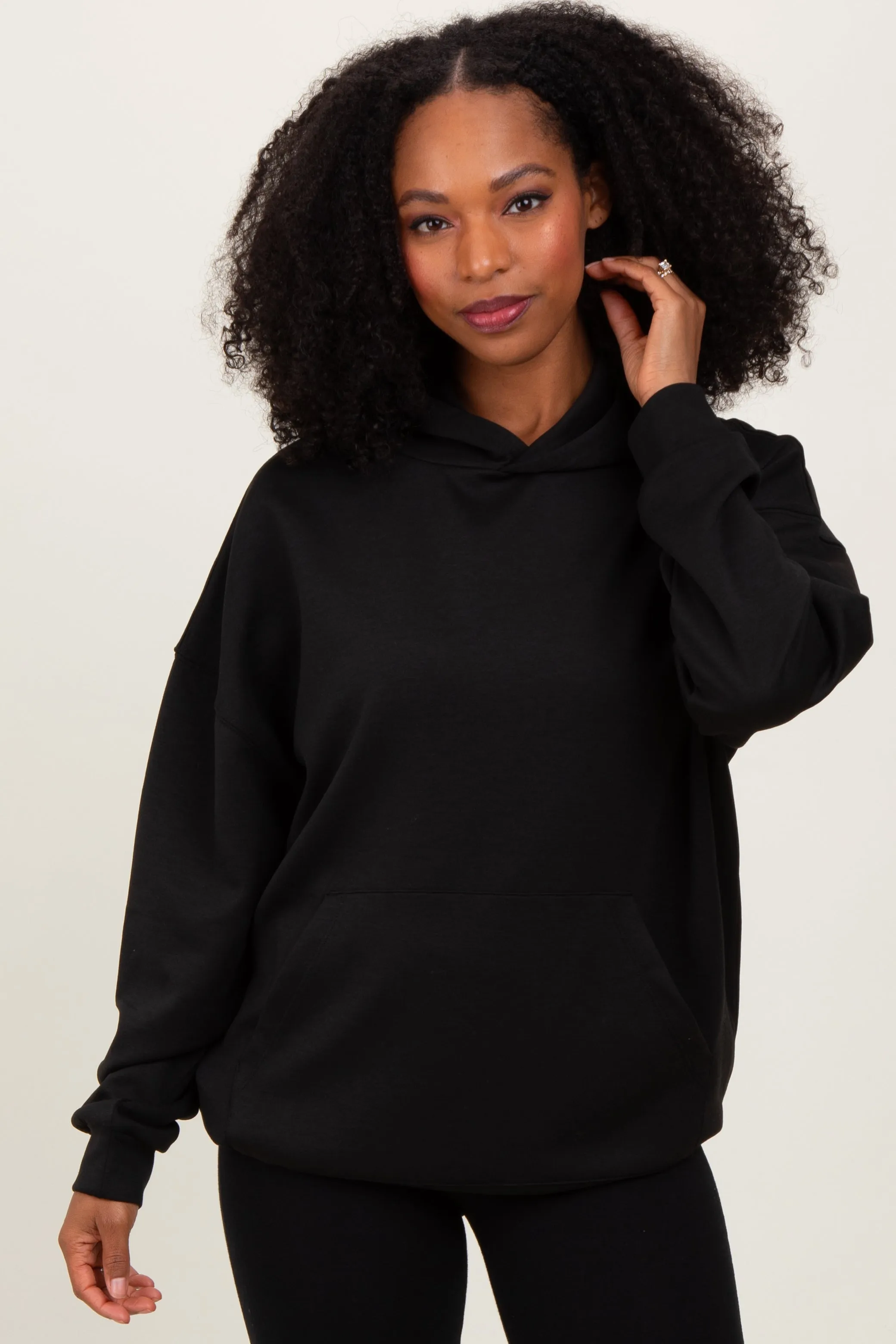 Black Basic Hoodie Sweatshirt sold by Pinkblush