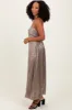 Dark Gold Metallic Halter Dress sold by Pinkblush