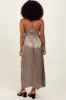 Dark Gold Metallic Halter Dress sold by Pinkblush