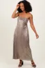 Dark Gold Metallic Halter Dress sold by Pinkblush